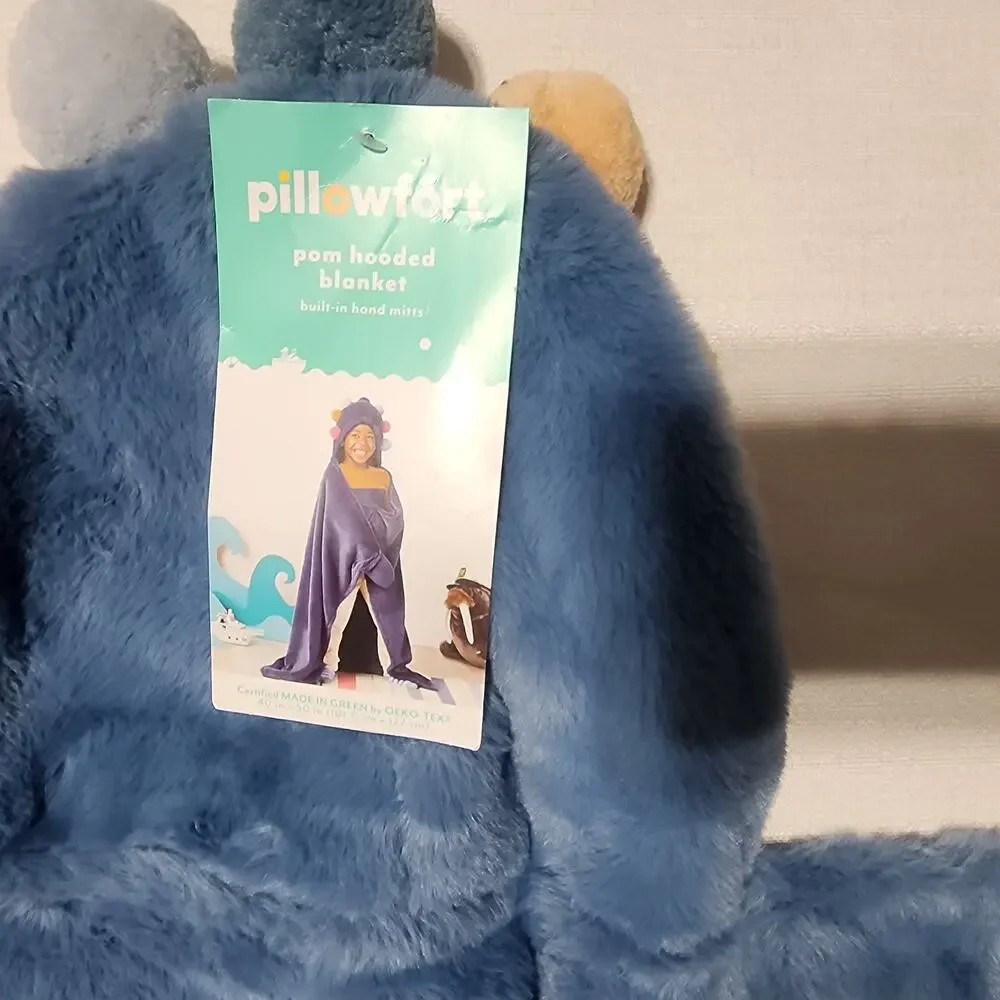 pillowfort  pom hooded blanket.